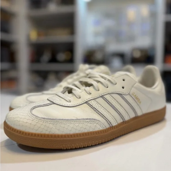 adidas samba Cream snake and Tan Sneakers